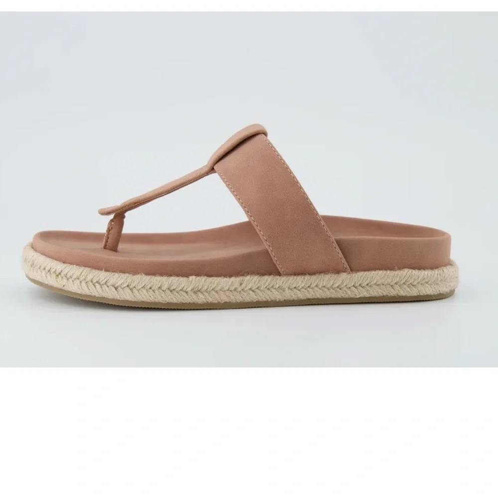 JOIE Nacho Sandal Thong Slide Espadrille Light Tan Vegan Casual Sandals Size 7.5